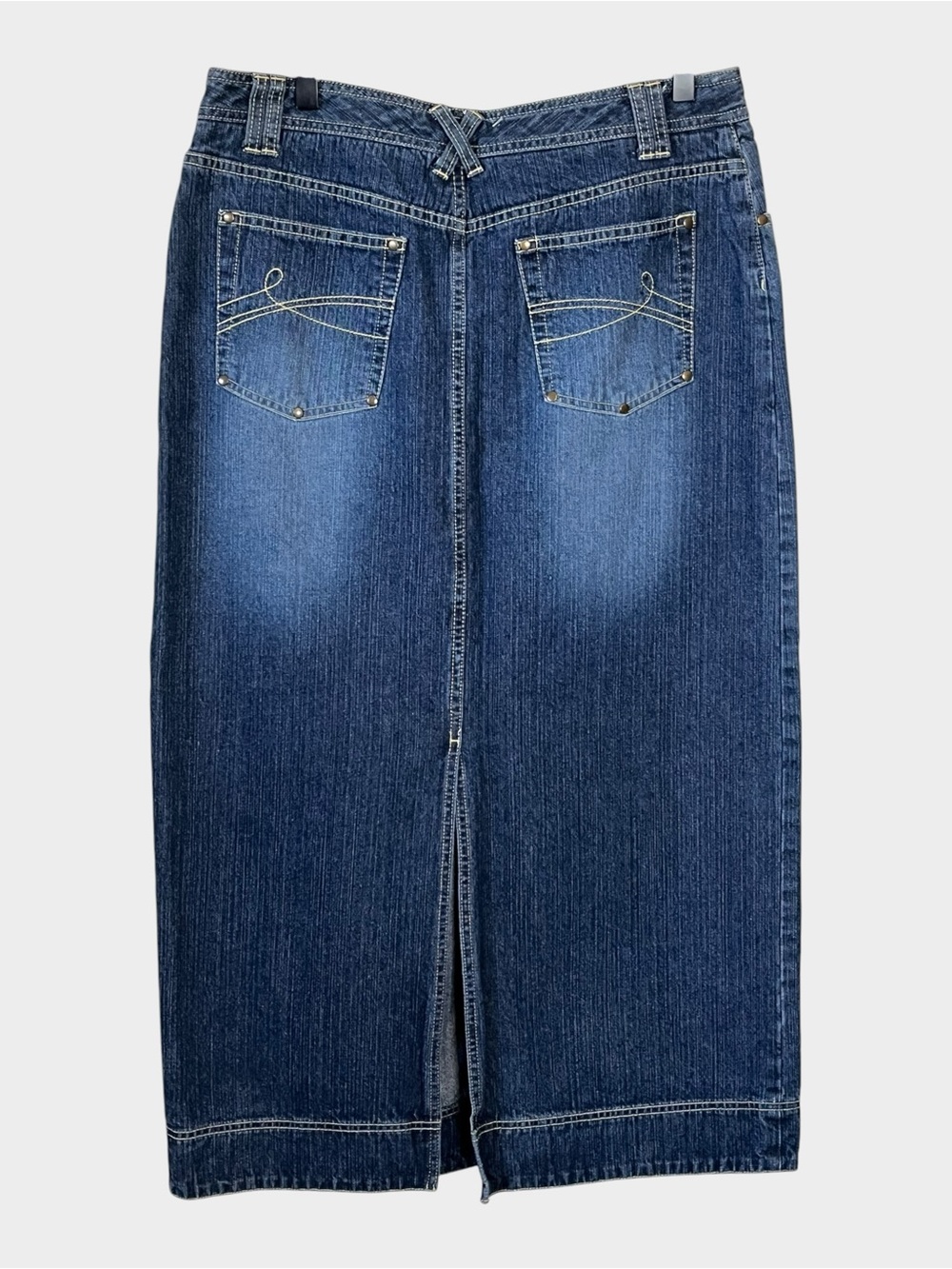 LIZ CLAIBORNE Vintage Dark-Medium Wash Denim Maxi Skirt Jean Skirt Size 10 - Picture 3 of 5